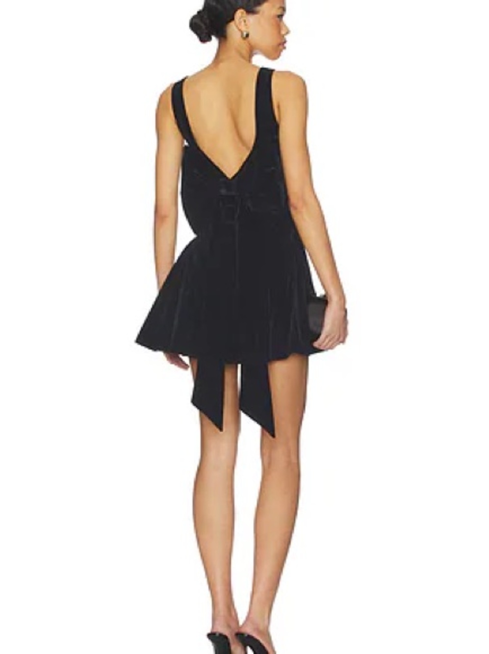 Estella's Closet Black Velvet V-Back Mini Dress with Bow